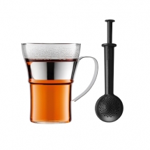 K4553-16-4 Tea glass with steel handle, large, 0.35 l, 12 oz and tea egg Shiny bodum
